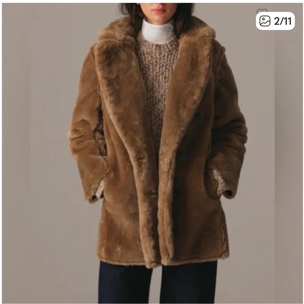 J. Crew Brown Faux Fur Coat NEVER WORN!